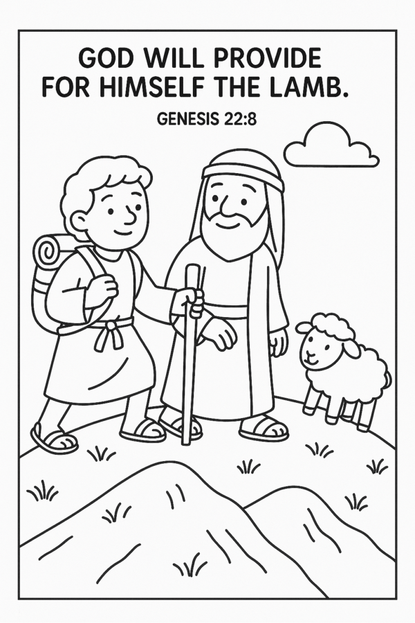 Abraham and Isaac with the Lamb Coloring Page