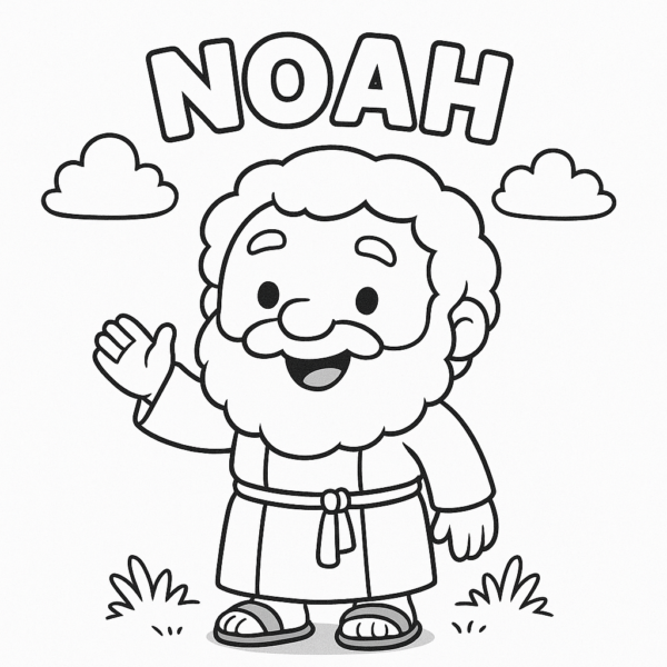 Noah Coloring Page – Cute Old Testament Bible Character for Kids