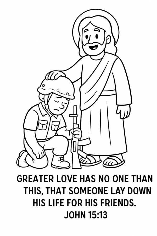 “Greater Love” Soldier Coloring Page – John 15:13