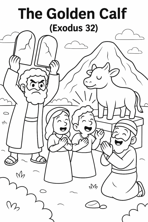 The Golden Calf Coloring Page – Exodus 32 Bible Activity for Kids