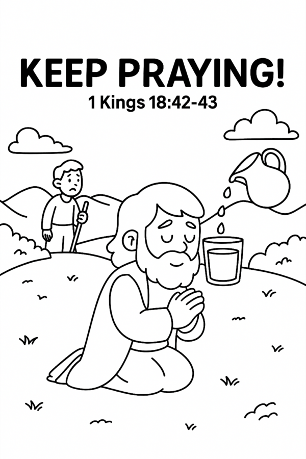 Elijah Prays for Rain Coloring Page | 1 Kings 18:42-43