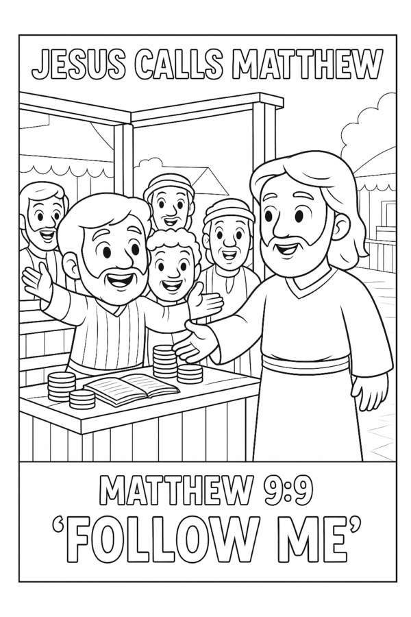 Jesus Calls Matthew Printable Coloring Page