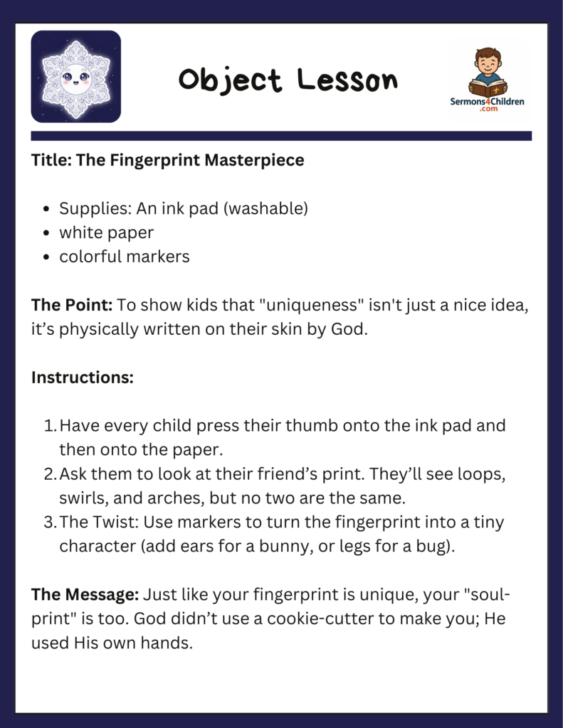 The Ultimate Fingerprint Masterpiece Object Lesson: Teaching Kids They are God’s Unique Creation
