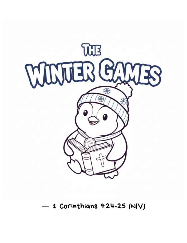 The Winter Games Penguin Coloring Page (1 Corinthians 9:24-25)