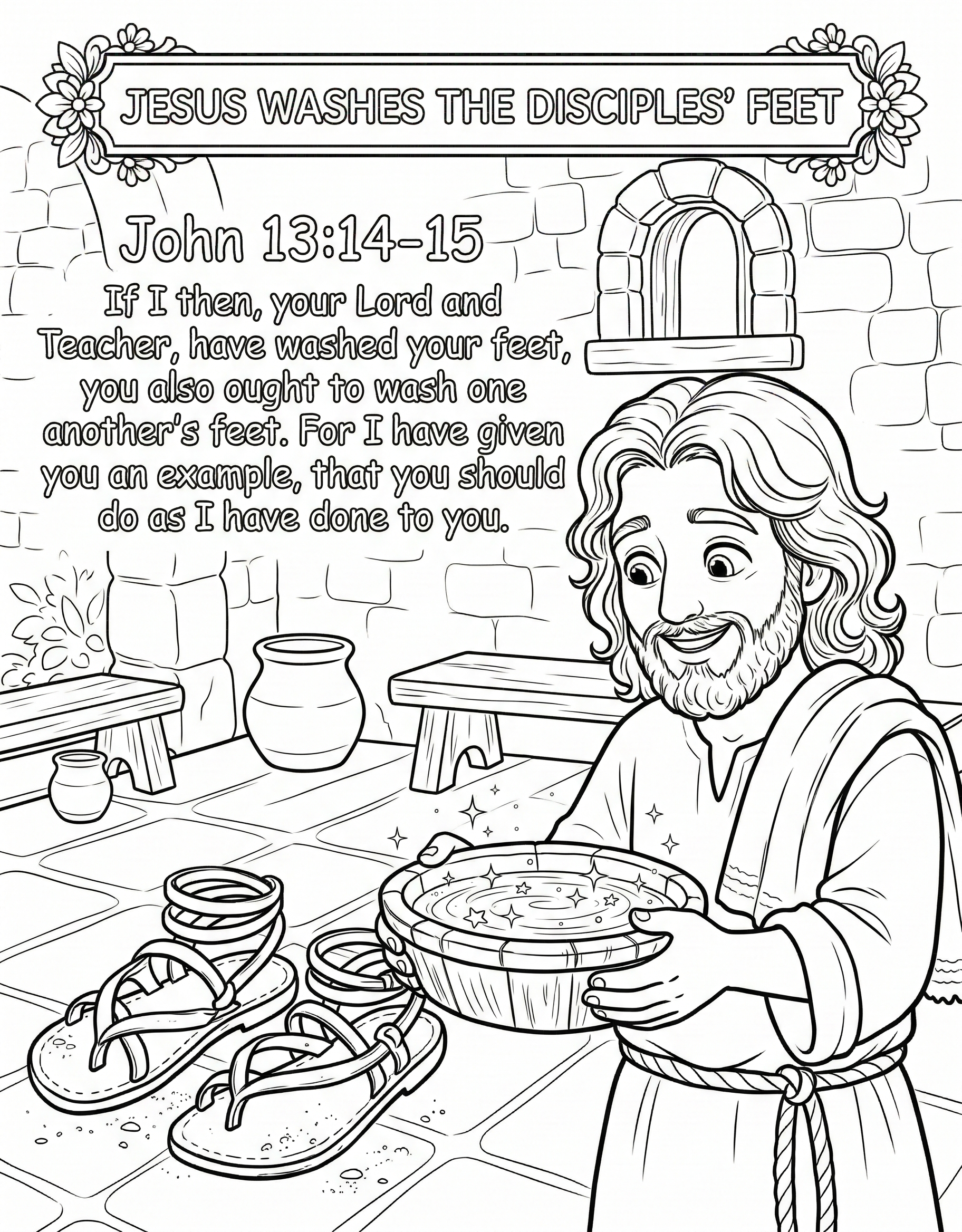 Jesus Washes the Disciples Feet Coloring Page