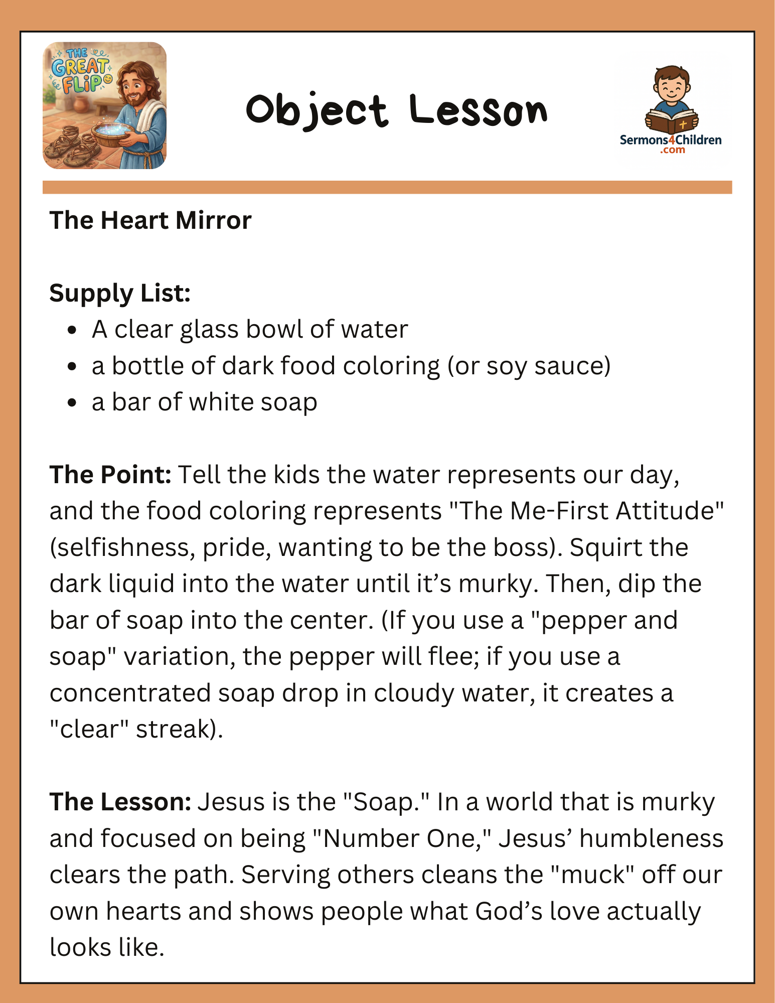 Heart Mirror Object Lesson supply list and instructions