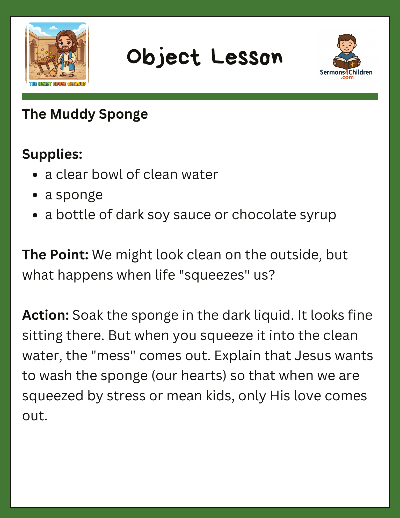 The Muddy Sponge Object Lesson