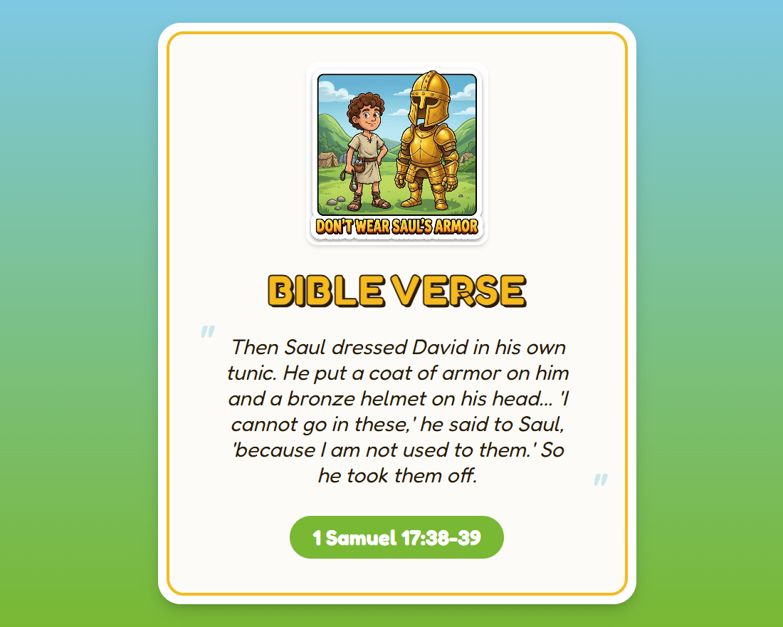 1 Samuel 17:38-39 Scripture Slide for Don't Wear Saul's Armor Lesson Plan