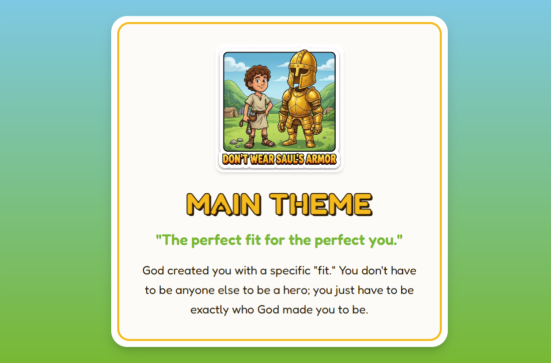 The Big Idea Slide for Don't Wear Saul's Armor Lesson Plan