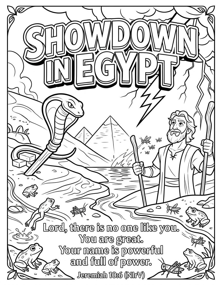 Showdown in Egypt: Godās Power on Display!: Coloring Page