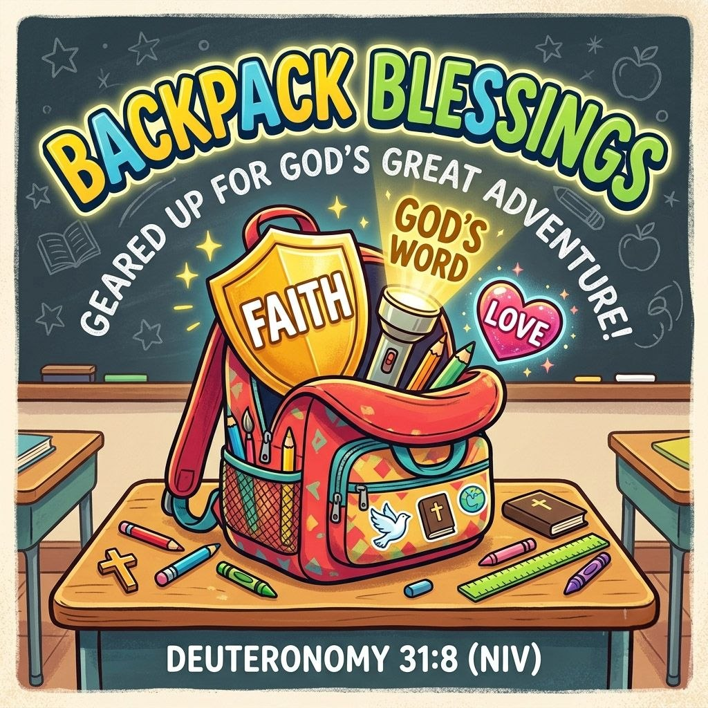 🎒 Backpack Blessings: Geared Up for God's Great Adventure!: Sermon Graphic