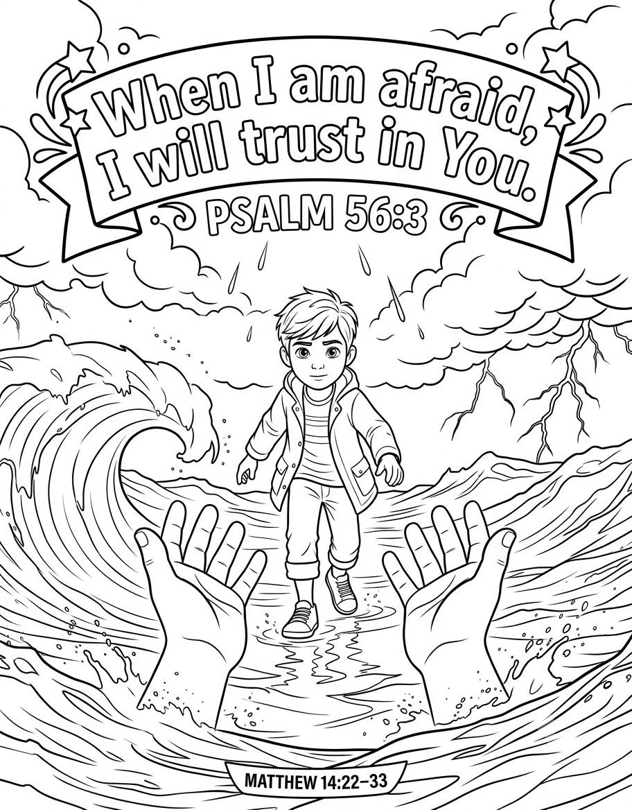 ⚓ Fixing Our Eyes: Walking on Water with Jesus!: Coloring Page
