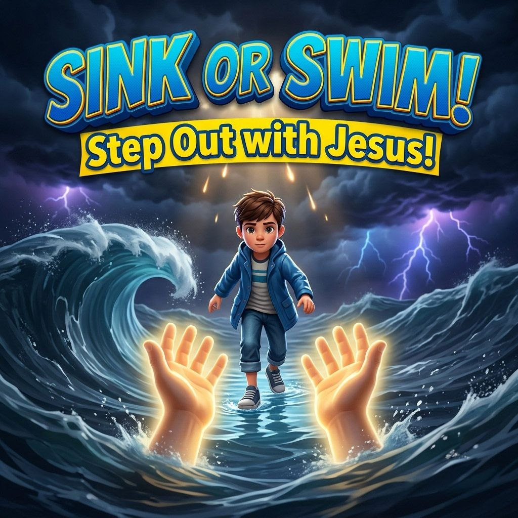 ⚓ Fixing Our Eyes: Walking on Water with Jesus!: Sermon Graphic