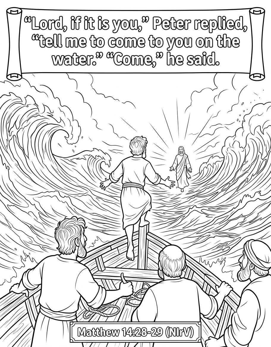 Stepping Out: Keeping Your Eyes Fixed on Jesus Bible Coloring Page