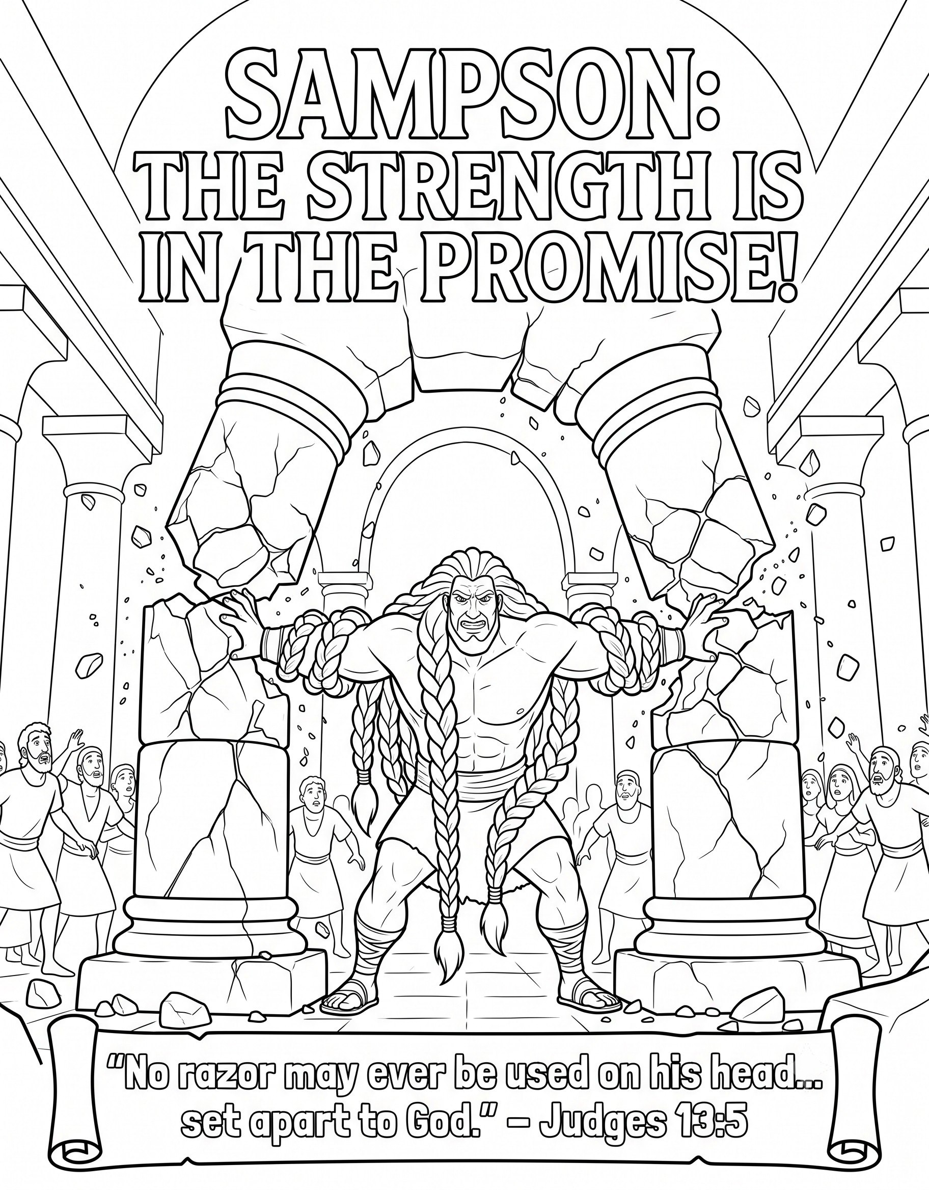 Super Strong, Stronger God Bible Coloring Page